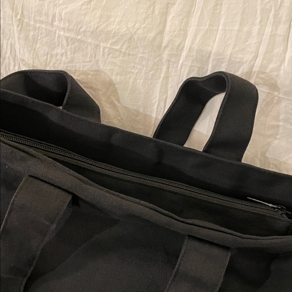 Paris Black Canvas Tote lined with zipper inside pockets Nice gift!! 🎁 free ship - Picture 7 of 7